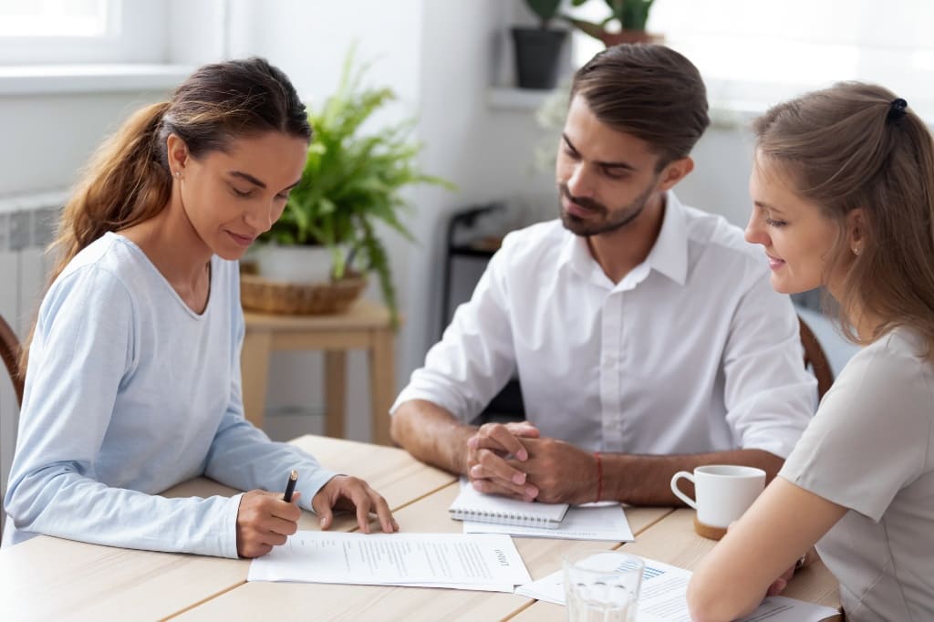 Lawyer Discussing With Her Client